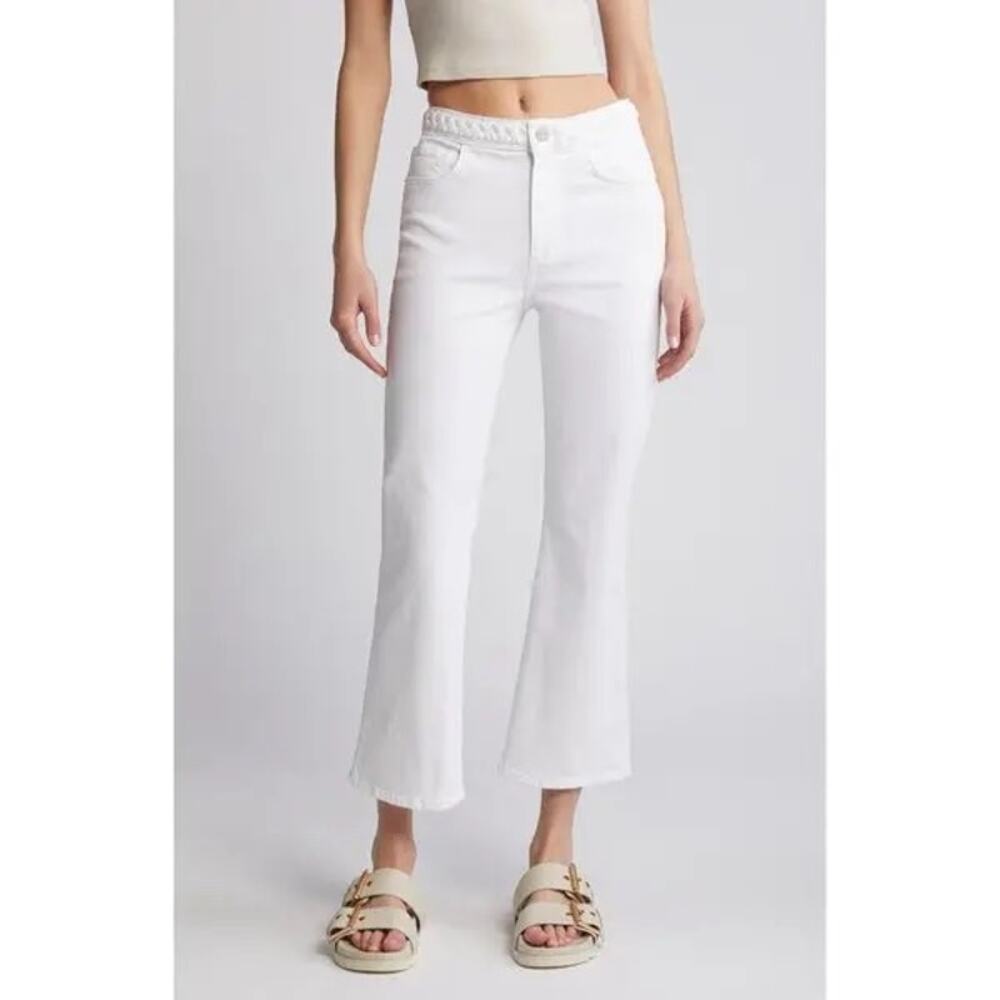 Frame White Le Crop Mini Boot Braided Waist Jean Size 26